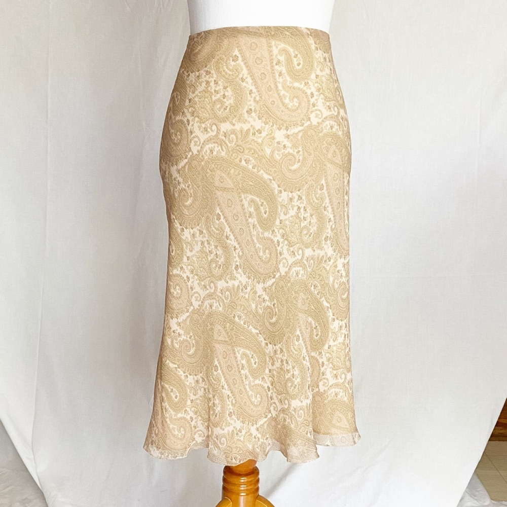 Ralph Lauren silk fit & flare skirt size L